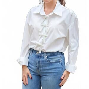 NEW BEULAHSTYLE bow button down in white
